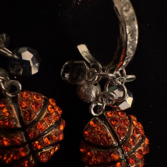 Score Big Gorgeous Australian Crystal Basketball Earrings w gem stone accents - Picture 2 of 4
